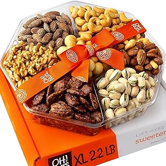 Father's Day Oh! Nuts 7 Variety Nuts Gift Basket - Healthy Assorted Nuts Gift Basket - Holiday Gourmet Gift Box - Gift Box Ideas for Birthday, Corporate, Men and Women - Premium