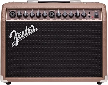 Fender Acoustasonic Guitar Amp for Acoustic Guitar, 40 Watts, with 2-Year Warranty 2x6.5 Inch Speakers, Chorus Effect, Dual Front-panel Inputs, 9.8Dx17.6Wx15.5H Inches, Brown/Wheat