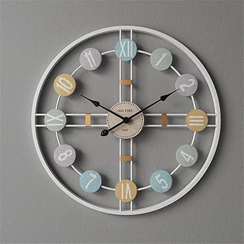 Metal Wall Clock Retro Wall Watch Silent Digital Clock Room Decor Modern Design Home Decor Accessories (Color : Gray Size : 50x50cm) (White 40x40cm)