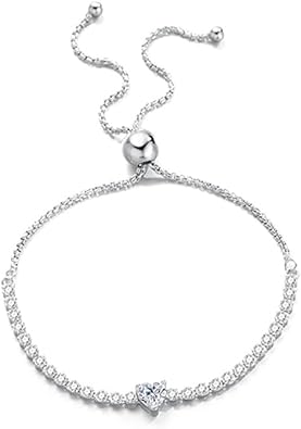 14K Gold Heart Cut Diamond Tennis Bracelet | 0.5 Carat VVS2, Adjustable | Romantic Symbolic Gift for Her