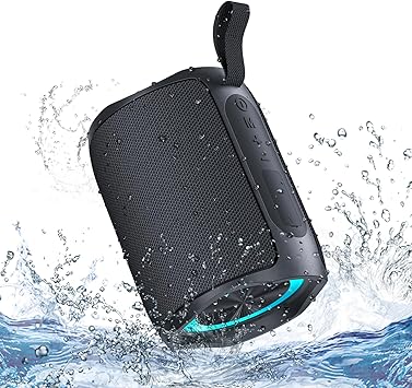 PEICHENG Speaker, Portable Wireless Speaker Waterproof IPX5 Bluetooth 5.3 Speakers Loud Stereo Sound with LED Light TWS Speakers Suitable for Travel, Home and Outdoor Travel, Black(06A)