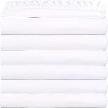GOLD TEXTILES Twin Fitted Sheet 6 Pack (39x75 + 12”) - Soft Brushed Microfiber Deep Pocket Bottom Sheets—Hotel Quality, Breathable, Wrinkle & Fade Resistant Bedding for Home, Salons (6, White, Twin)