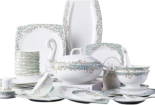 Kitchen Utensils European Dishes Set Ceramic Tableware Set 60 Pieces