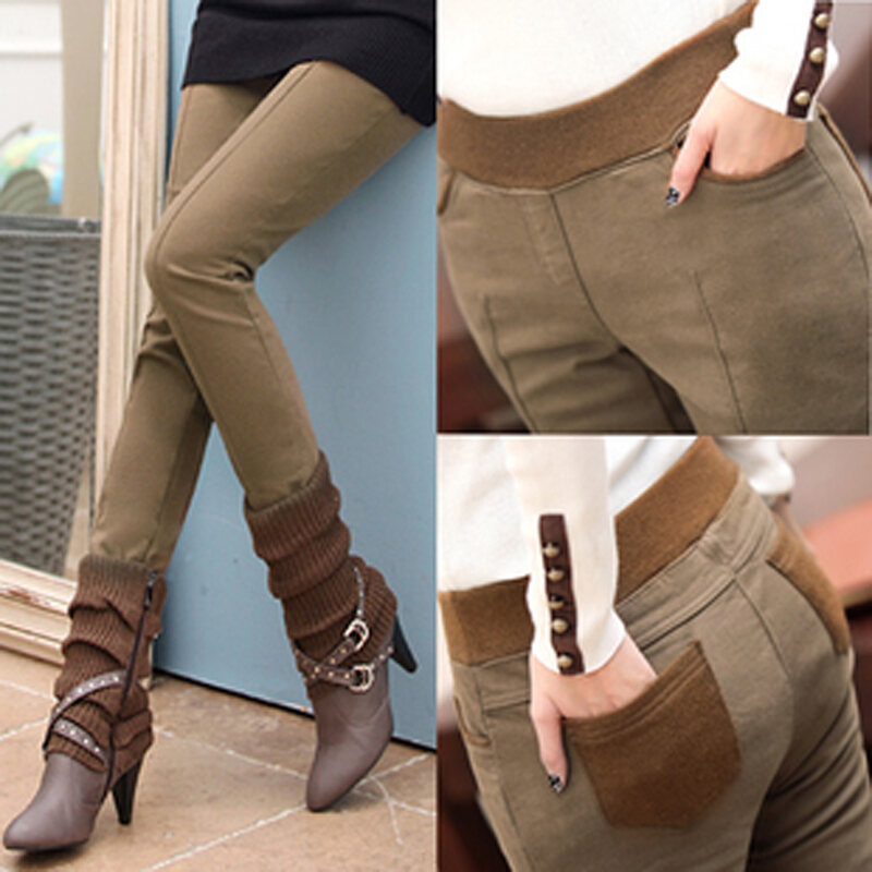 Pants with Velvet Women's Thickened Leggings Outer Wear Women's Pants Warm Autumn and Winter Large Size Cotton-padded Trousers Fat Girl Skinny Casual Trousers